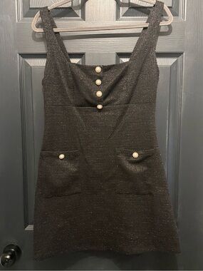 City Triangles NWT Black Tweed Mini Dress with Pearl Buttons - Size M